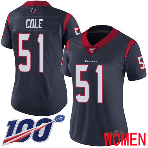 Houston Texans Limited Navy Blue Women Dylan Cole Home Jersey NFL Football #51 100th Season Vapor Untouchable